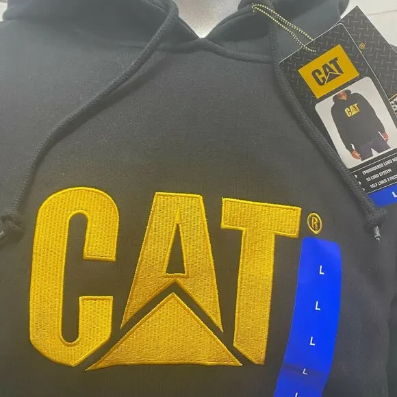 CAT Caterpillar Heavy Machinery Equipment Logo Hoodie Sweatshirt Pullover LARGE - Picture 5 of 6